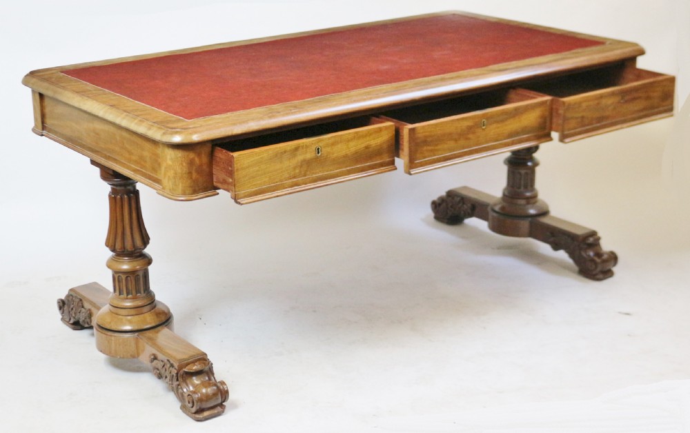 George 1V Mahogany 6 Drawer End Support Partners Writing Table in the Manner of Gillows View VI