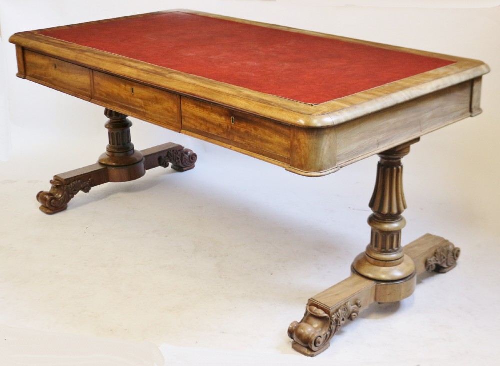 George 1V Mahogany 6 Drawer End Support Partners Writing Table in the Manner of Gillows View VII