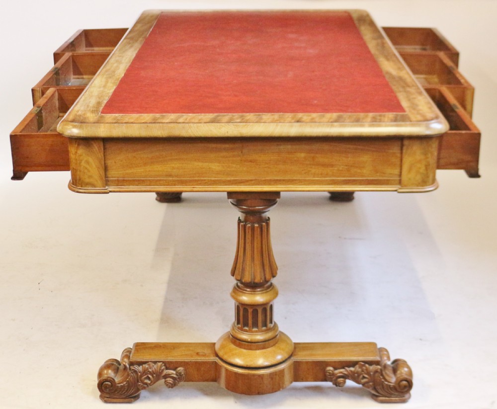 George 1V Mahogany 6 Drawer End Support Partners Writing Table in the Manner of Gillows View VIII