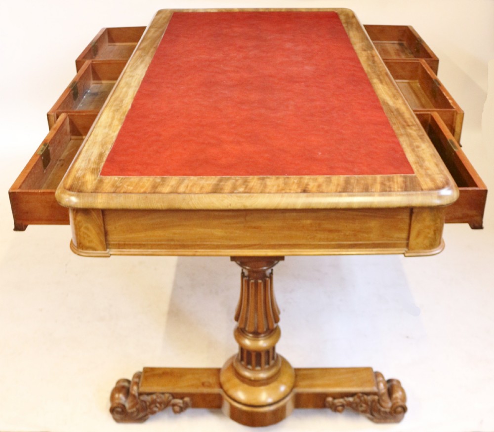 George 1V Mahogany 6 Drawer End Support Partners Writing Table in the Manner of Gillows View IX
