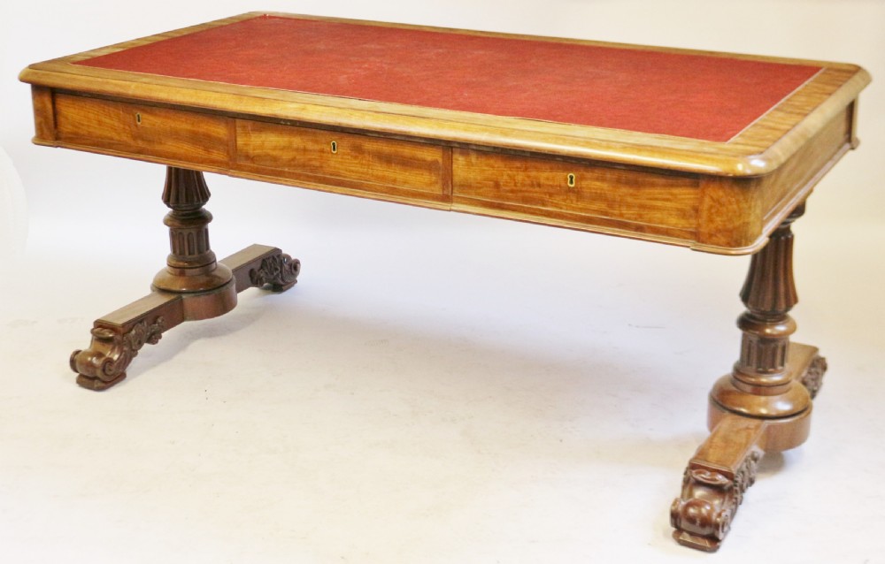George 1V Mahogany 6 Drawer End Support Partners Writing Table in the Manner of Gillows View XI
