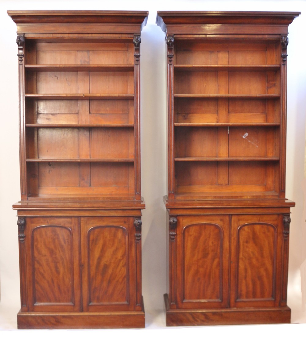 Victorian Mahogany Pair of Open Top Bookcases