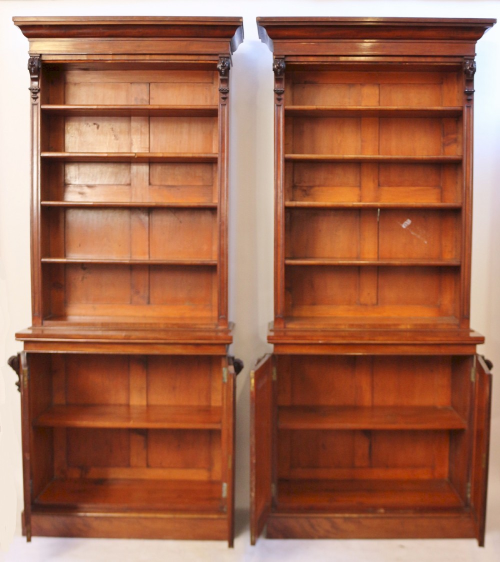 Victorian Mahogany Pair of Open Top Bookcases View II