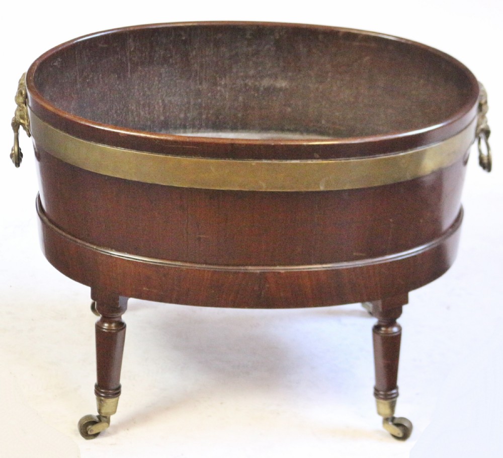 George 111 Mahogany Oval Wine Cooler on Turned Leg Stand View II