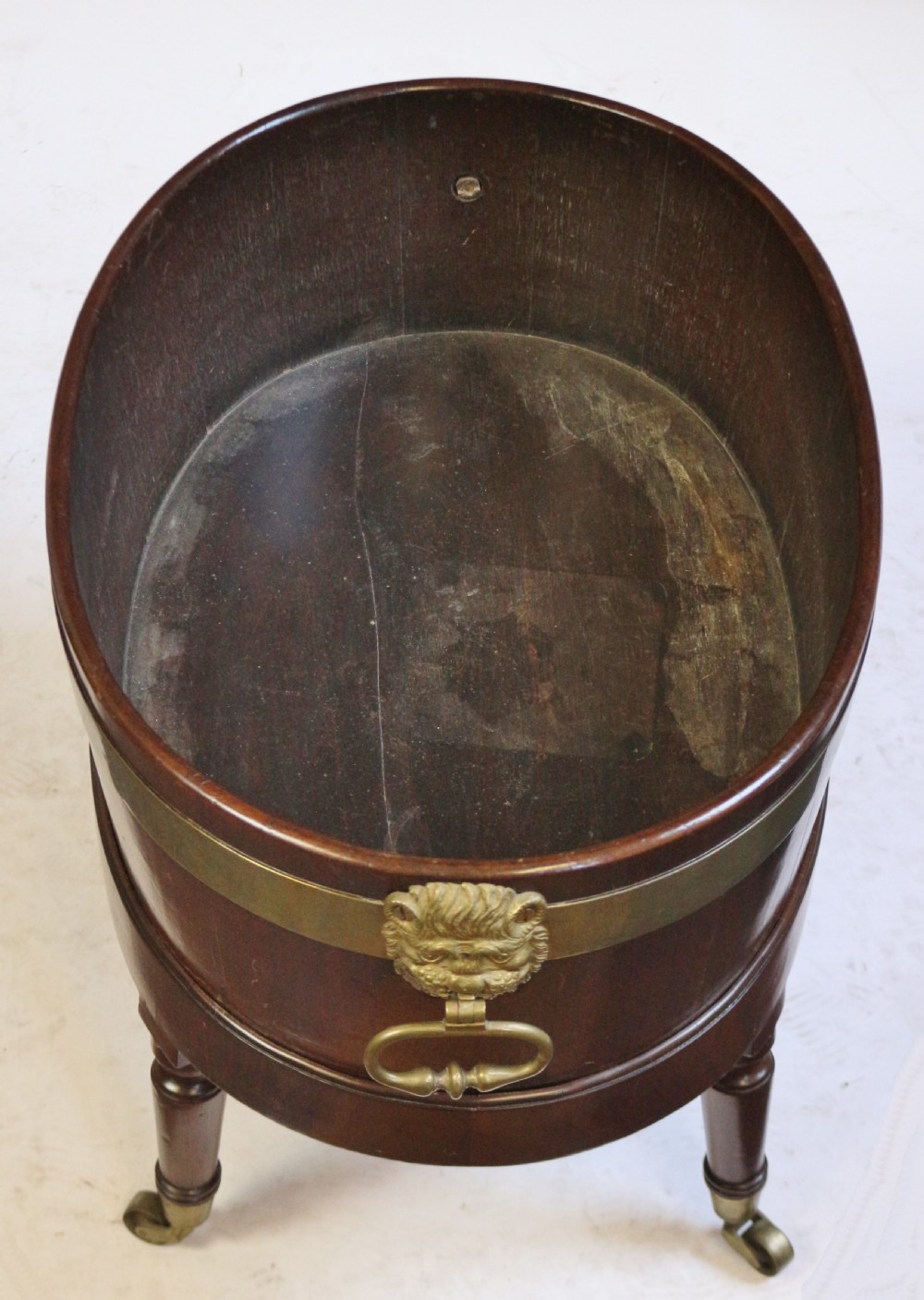 George 111 Mahogany Oval Wine Cooler on Turned Leg Stand View IV