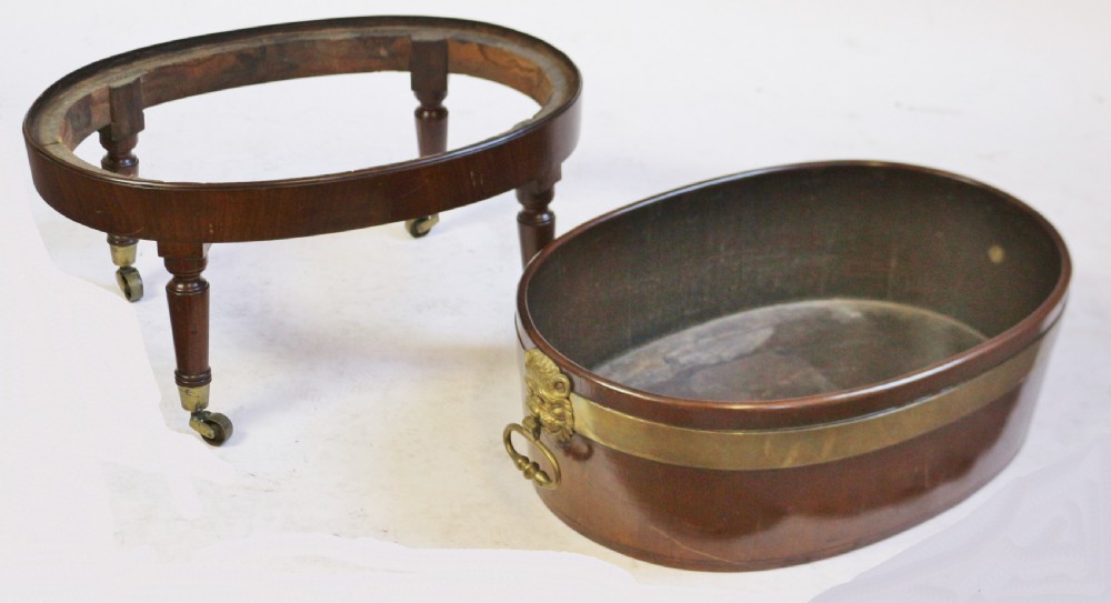 George 111 Mahogany Oval Wine Cooler on Turned Leg Stand View VIII