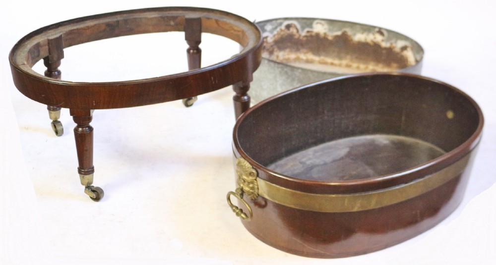 George 111 Mahogany Oval Wine Cooler on Turned Leg Stand View IX