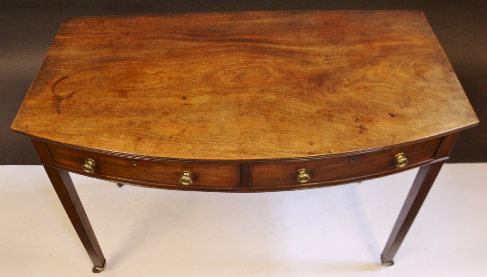 George 111 Mahogany Bowfront 2 Drawer Side Table View IV