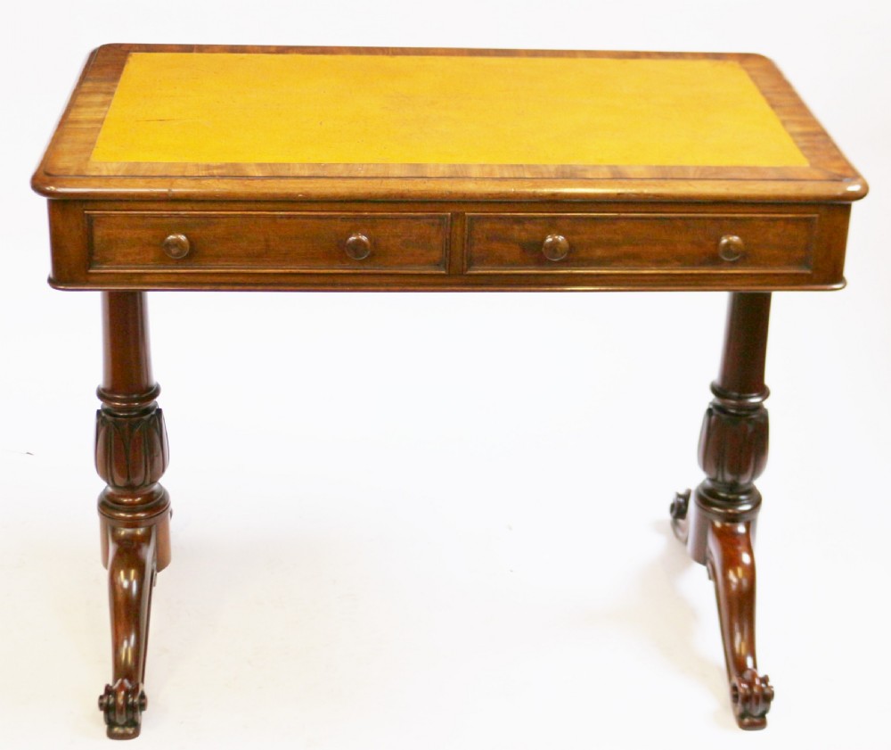 William 1V Mahogany 2 Drawer End Support Writing Table