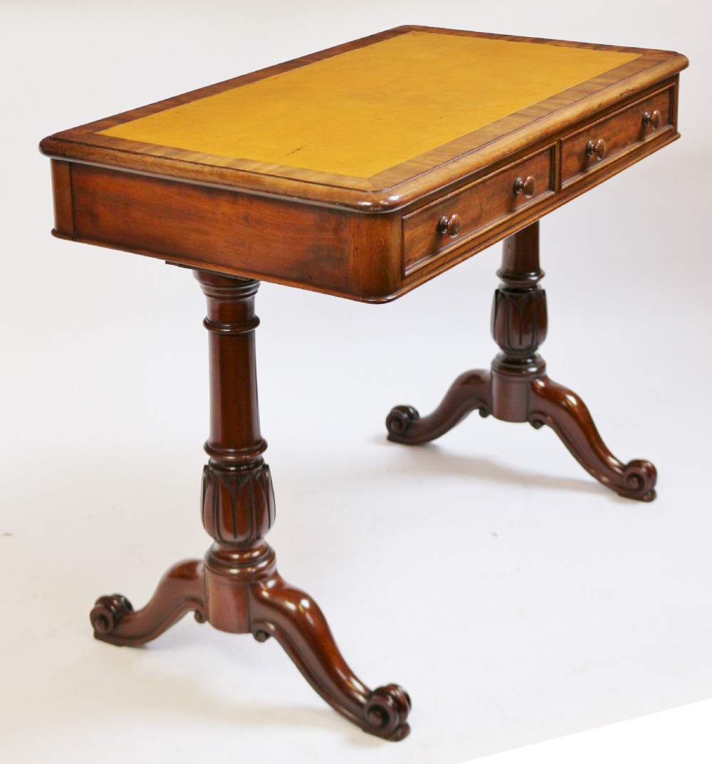 William 1V Mahogany 2 Drawer End Support Writing Table View II
