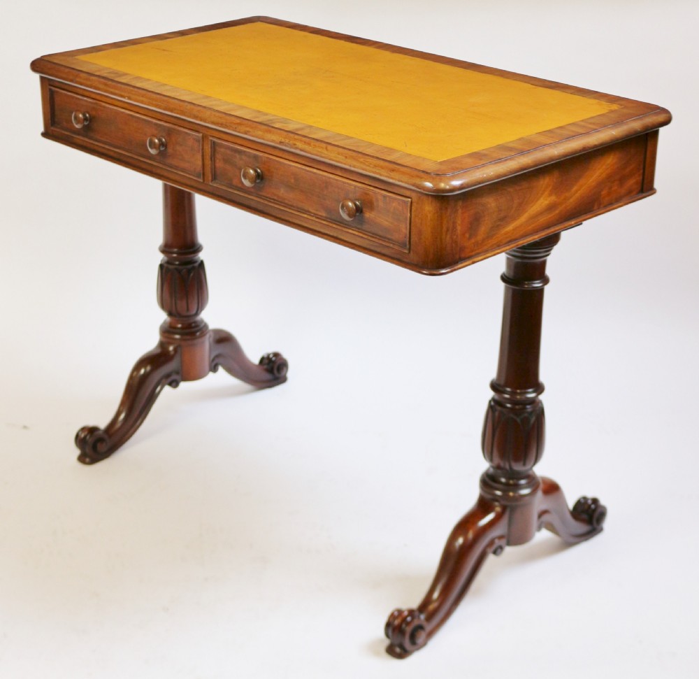 William 1V Mahogany 2 Drawer End Support Writing Table View VI