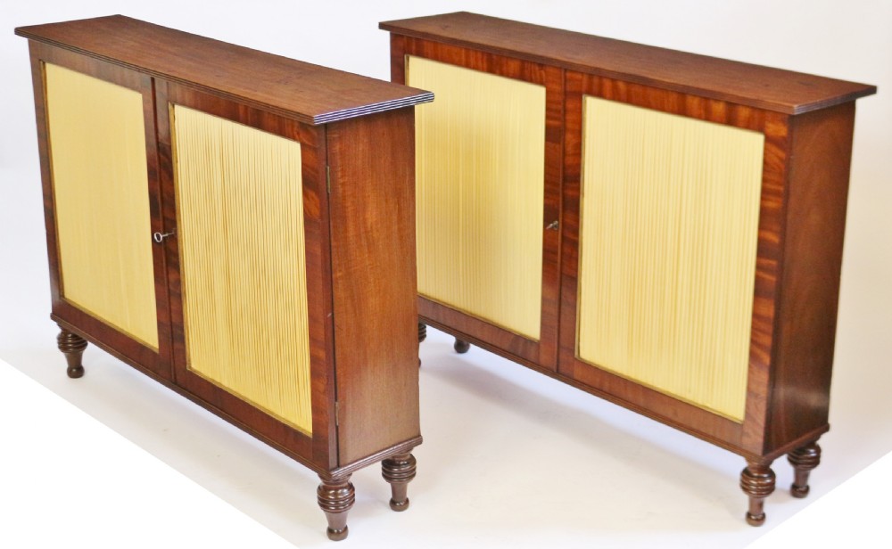 Regency Mahogany Pair of Slim Side Cabinets View IV