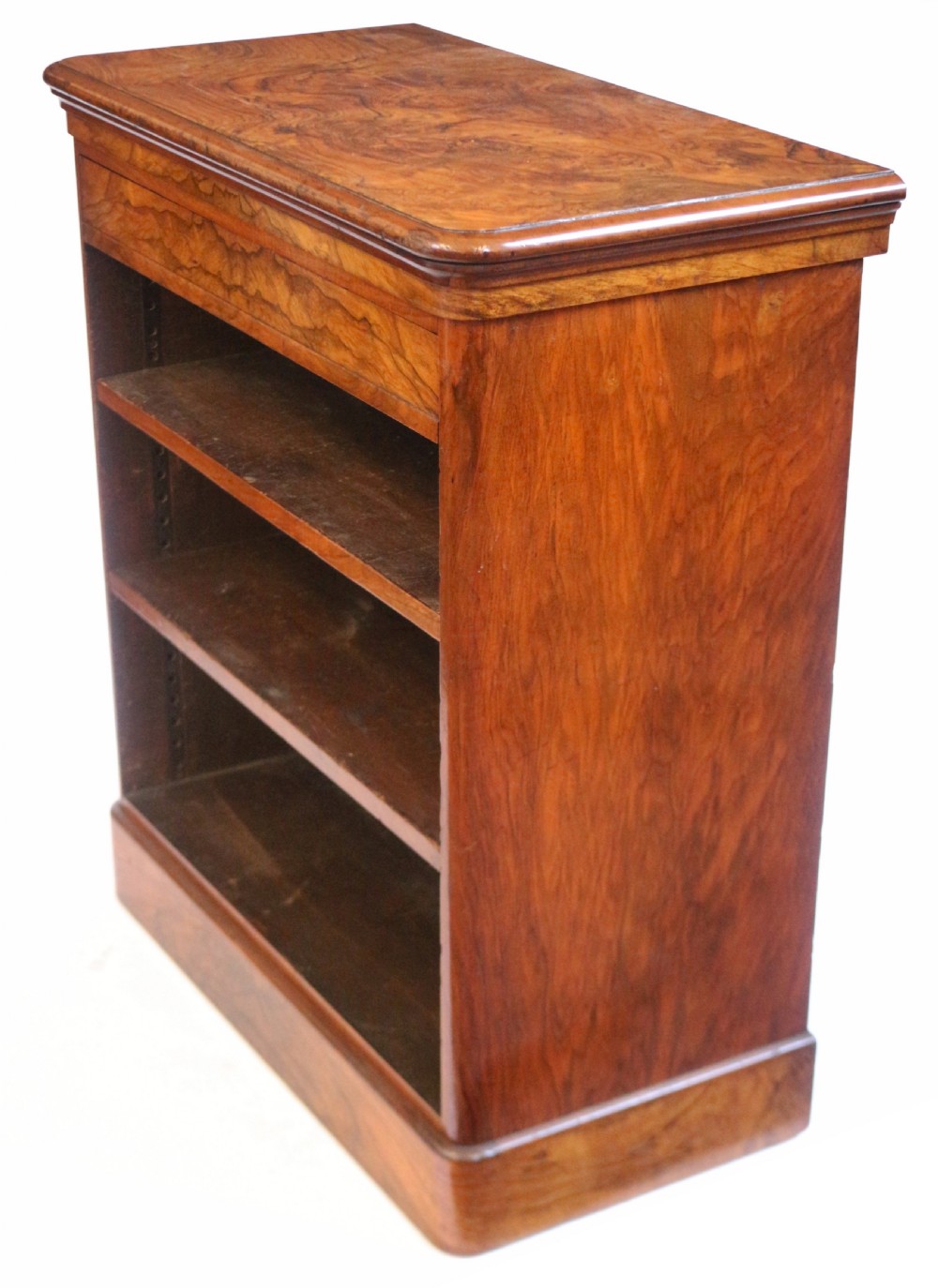Victorian Figured Walnut Open Bookcase with Drawer View III