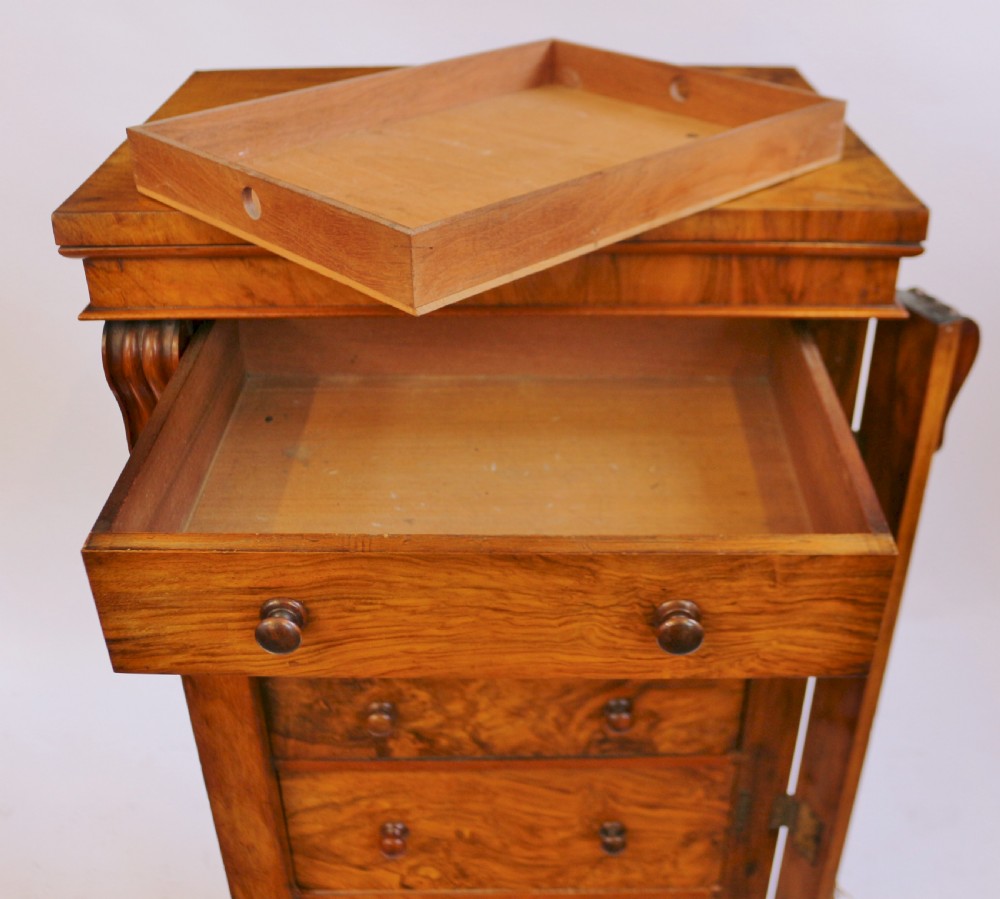 Victorian Figured Walnut Secretaire Wellington Chest View VIII