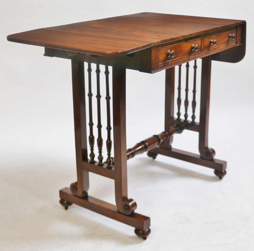 A Fine Regency Mahogany Small 2 Drawer End Support Sofa Table View IV