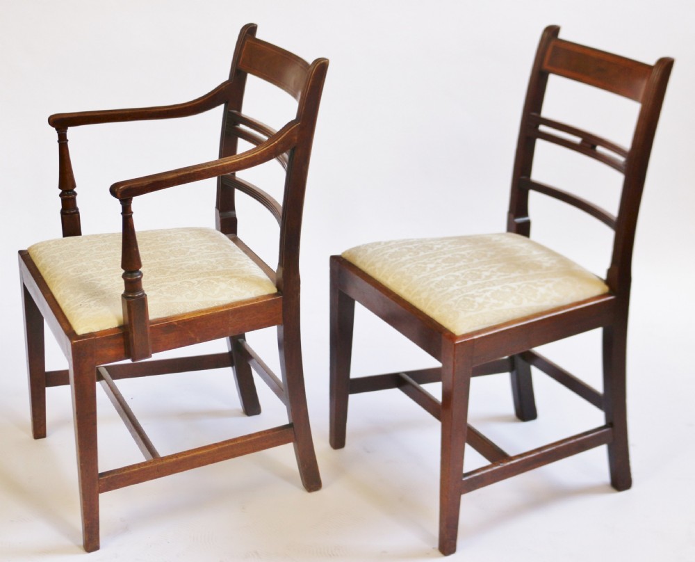 George 111 Mahogany Set of 6 & 2 Dining Chairs on Square Tapered Legs View IV