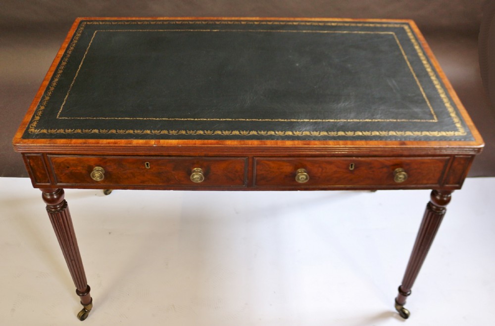 Regency Mahogany Freestanding 2 Drawer Writing Table in the Manner & Quality of Gillows View II