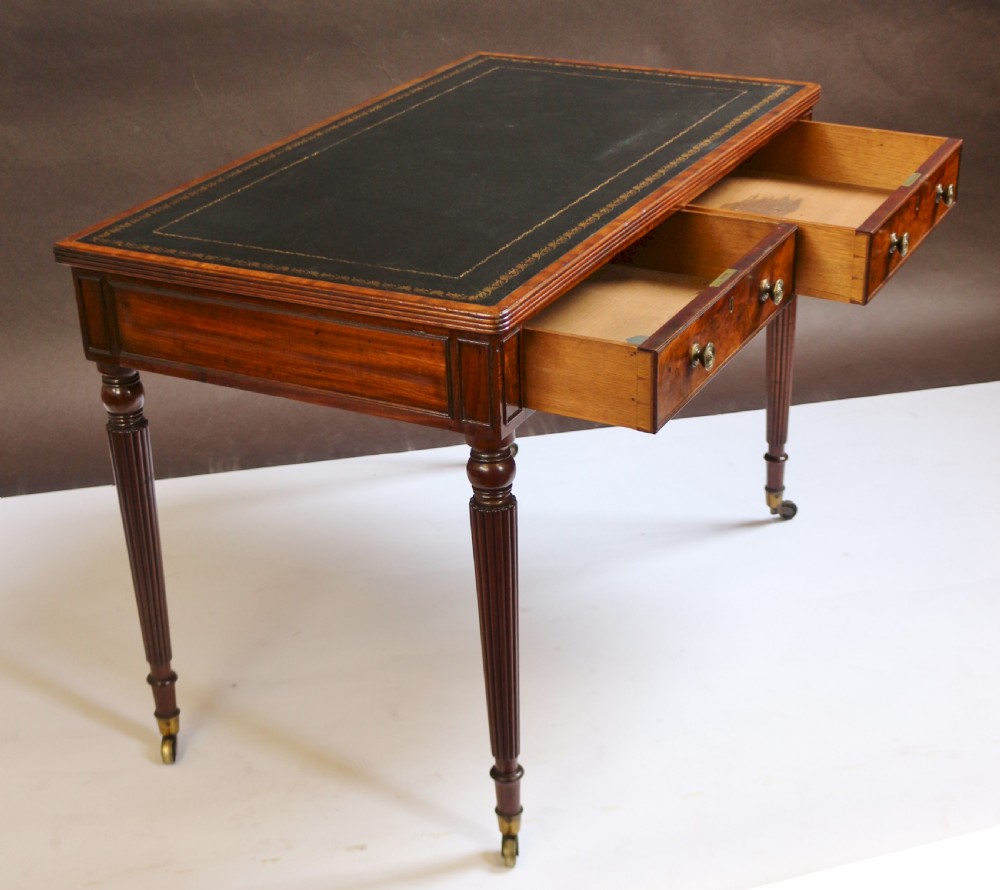 Regency Mahogany Freestanding 2 Drawer Writing Table in the Manner & Quality of Gillows View III