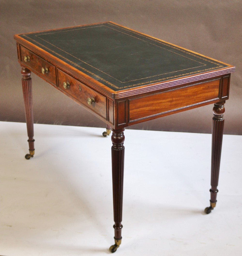 Regency Mahogany Freestanding 2 Drawer Writing Table in the Manner & Quality of Gillows View IV
