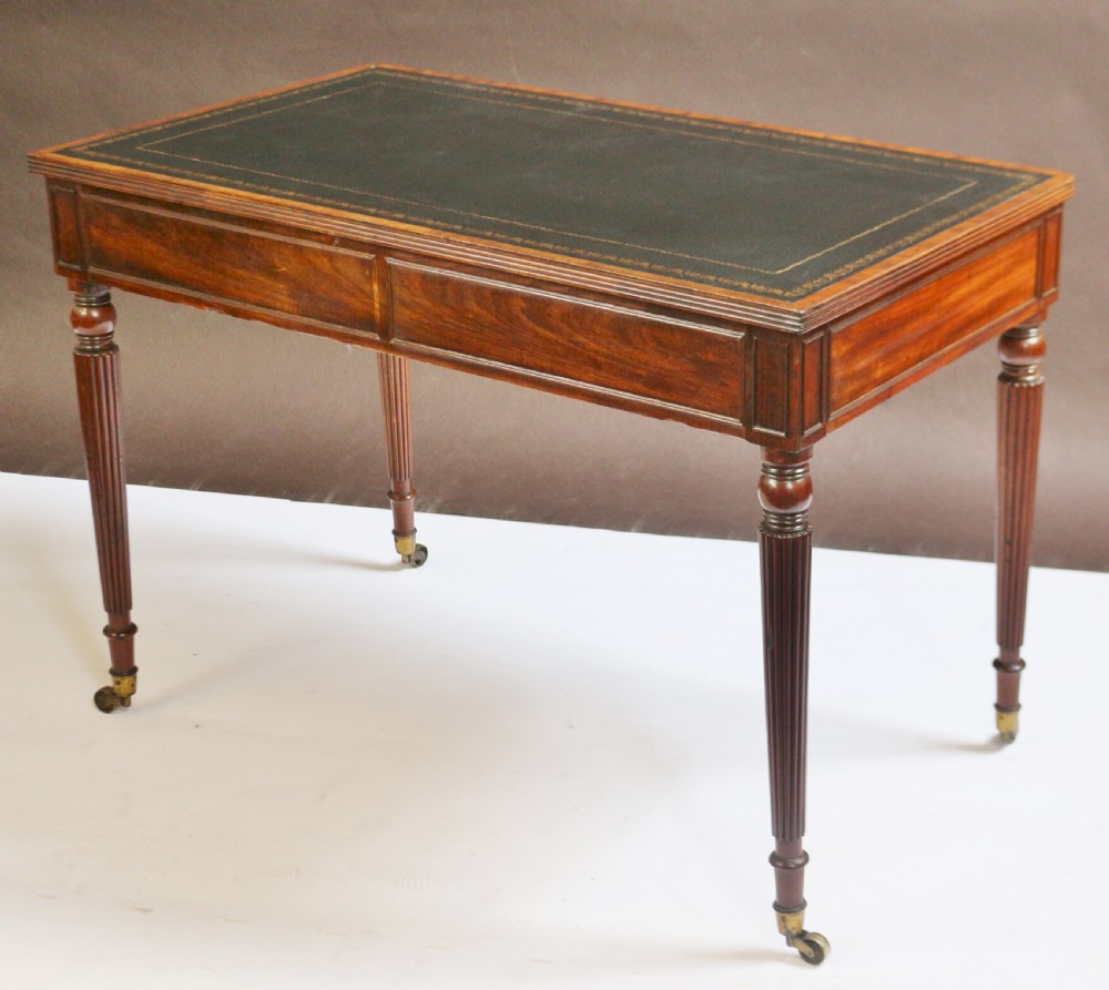 Regency Mahogany Freestanding 2 Drawer Writing Table in the Manner & Quality of Gillows View VI