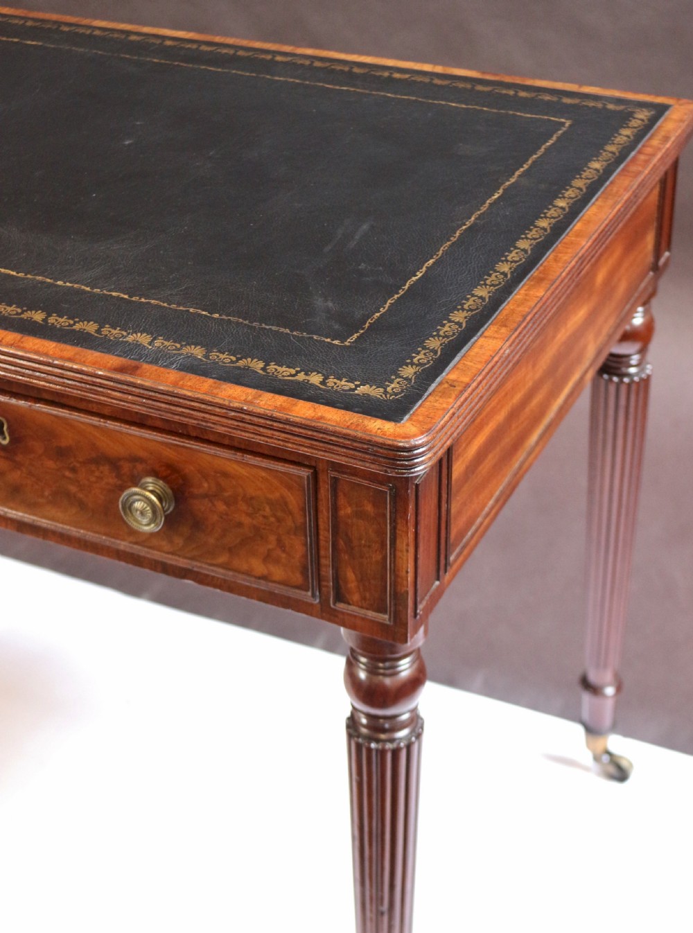 Regency Mahogany Freestanding 2 Drawer Writing Table in the Manner & Quality of Gillows View VII