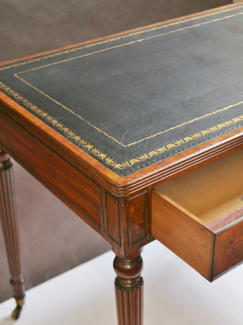 Regency Mahogany Freestanding 2 Drawer Writing Table in the Manner & Quality of Gillows View VIII