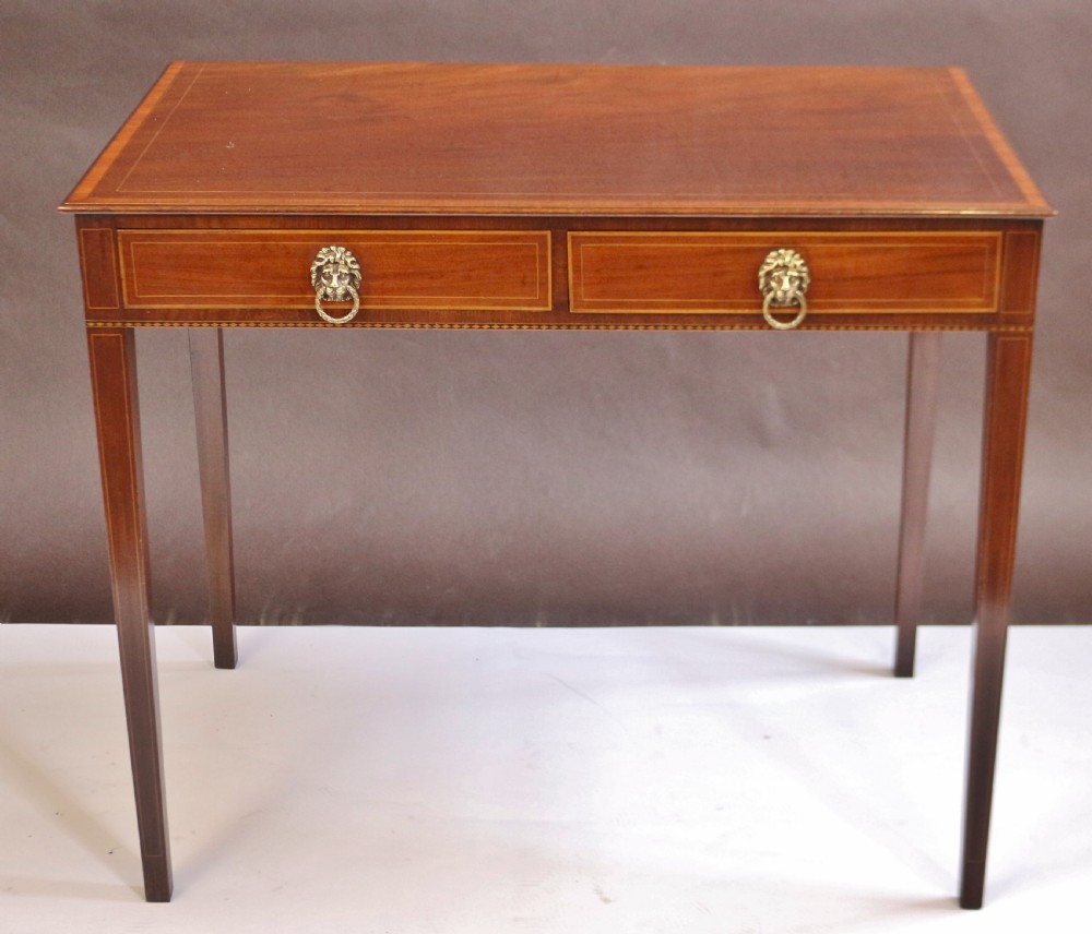 George 111 Mahogany Inlaid 2 Drawer Side Table