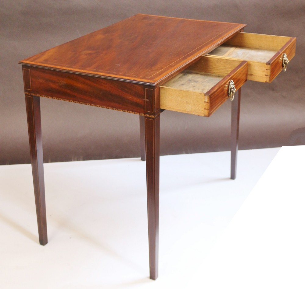 George 111 Mahogany Inlaid 2 Drawer Side Table View II