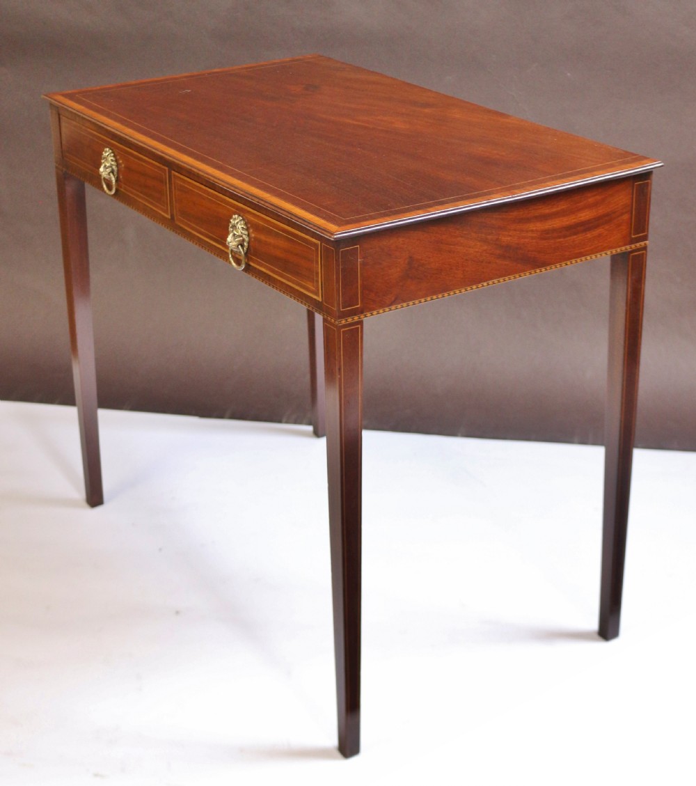 George 111 Mahogany Inlaid 2 Drawer Side Table View IV