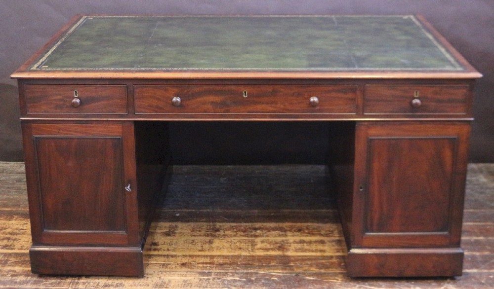 Early Victorian Mahogany 3 Part Partners Desk View IV