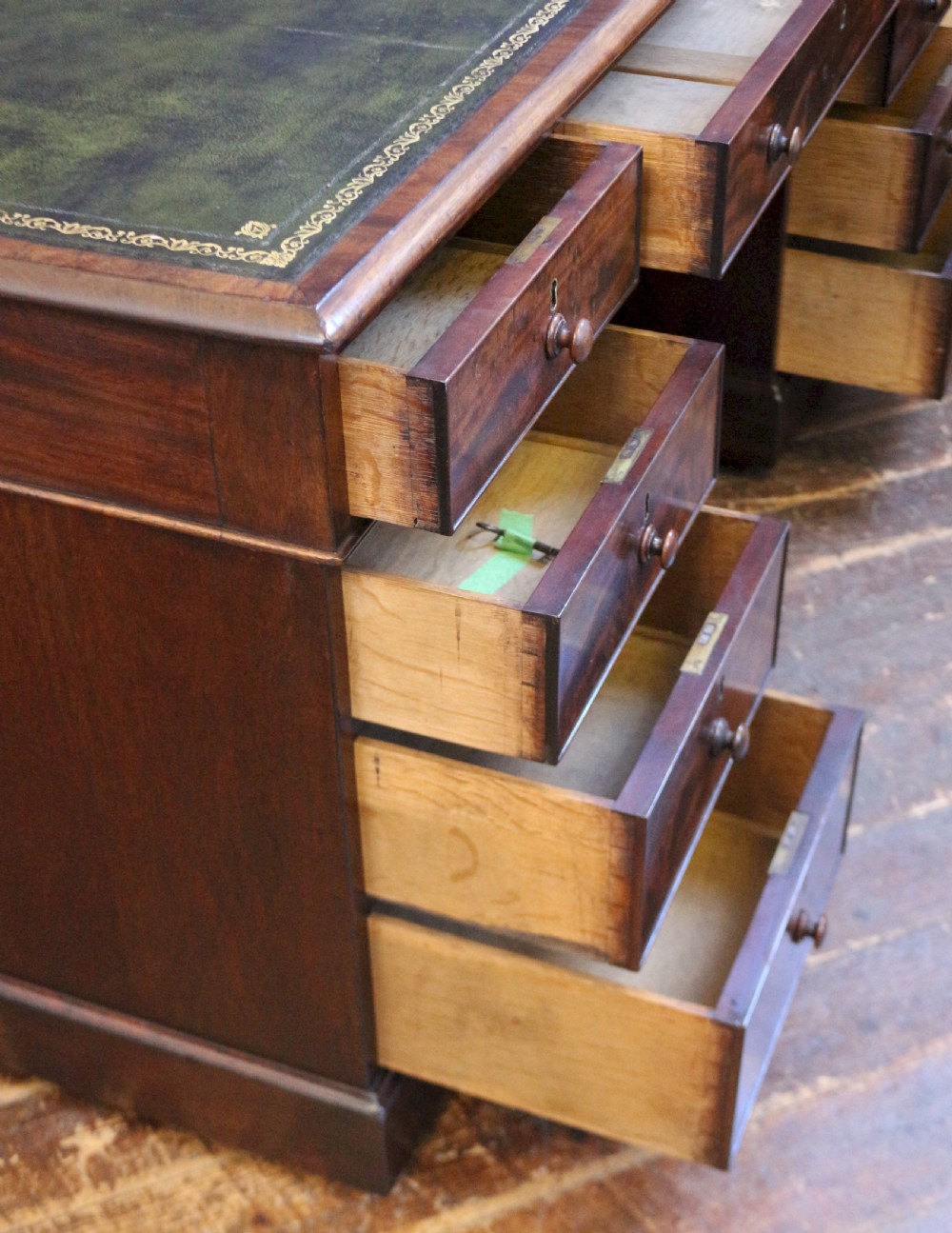 Early Victorian Mahogany 3 Part Partners Desk View X