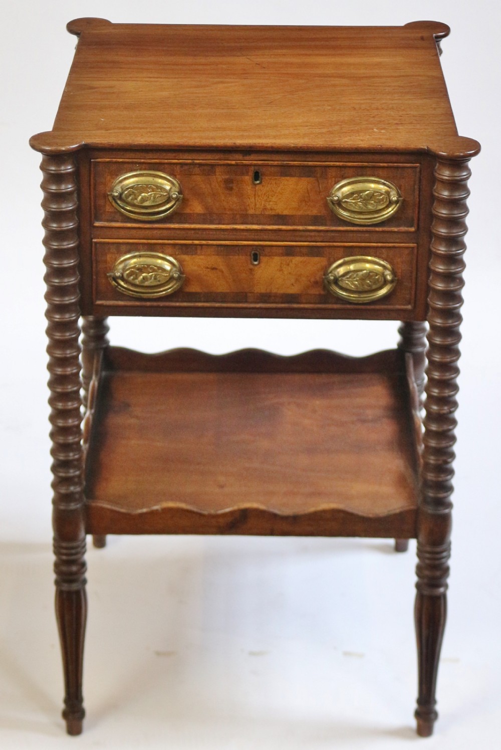 George 1V Mahogany 2 Drawer 2 Tier Lamp Table
