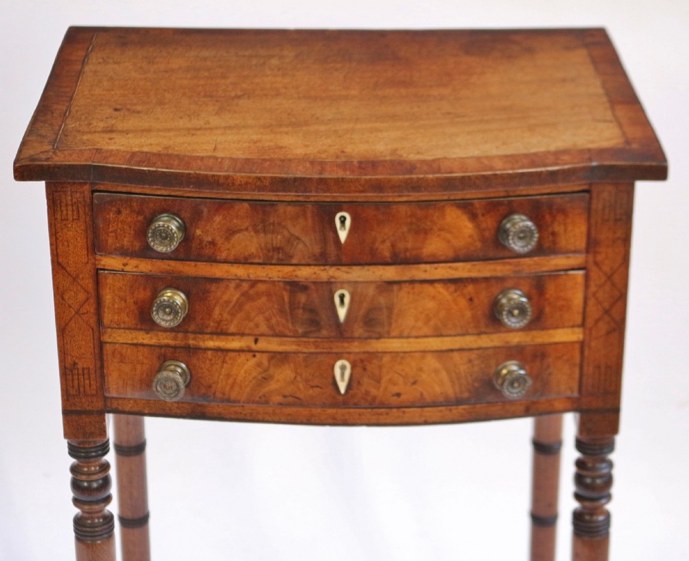 George 1V Mahogany 2 Drawer Bowfront Table View II
