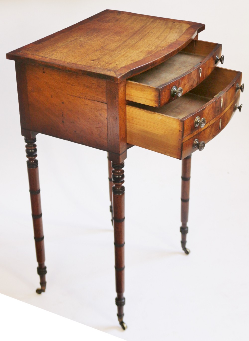 George 1V Mahogany 2 Drawer Bowfront Table View IV