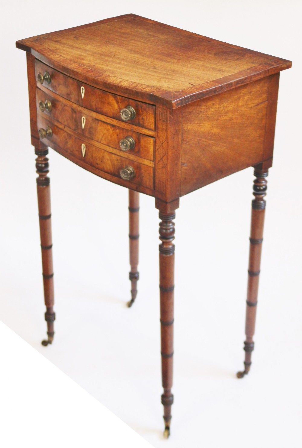 George 1V Mahogany 2 Drawer Bowfront Table View V