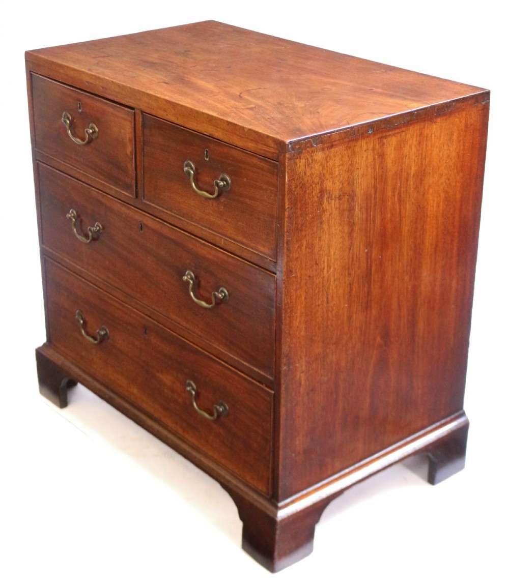 George 111 Mahogany Small Chest of 2 Short & 2 Long Drawers View III
