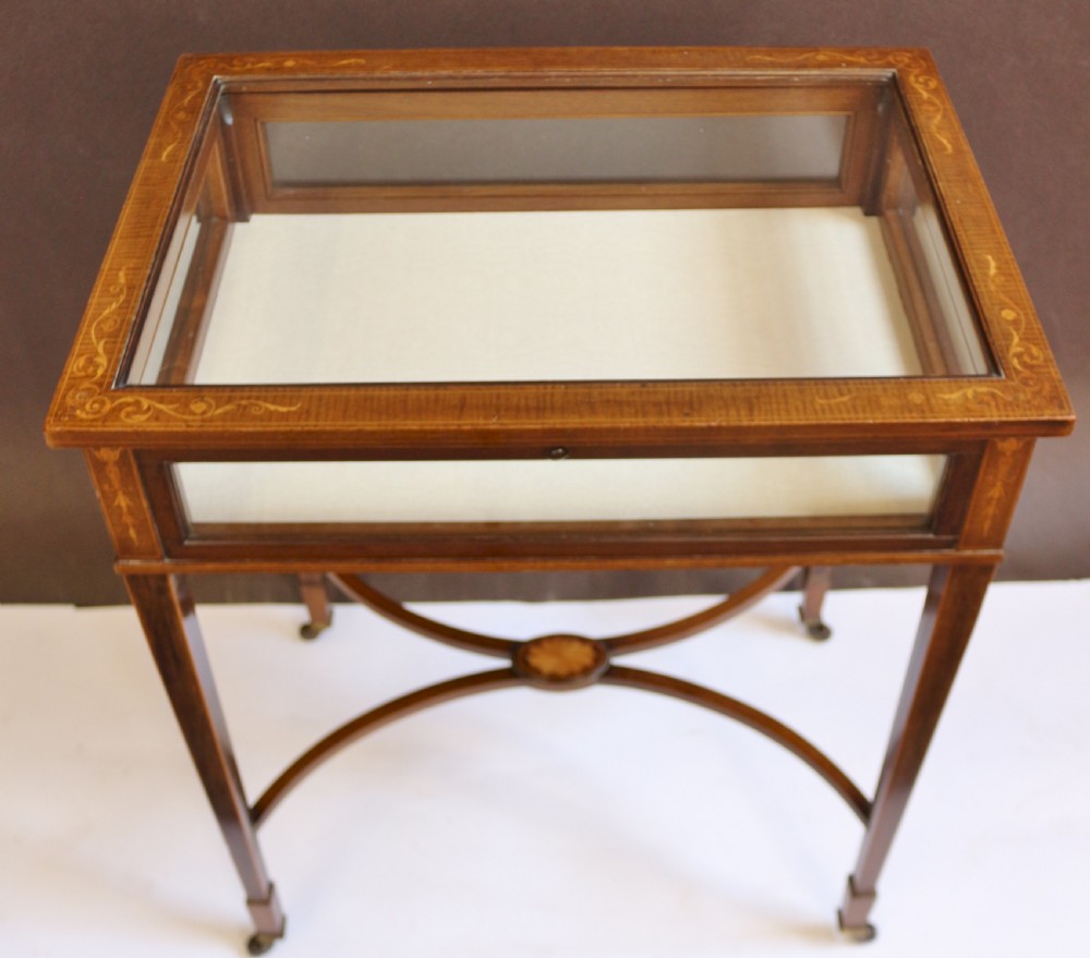 Edwardian Inlaid Mahogany Oblong Bijouterie Table. View II