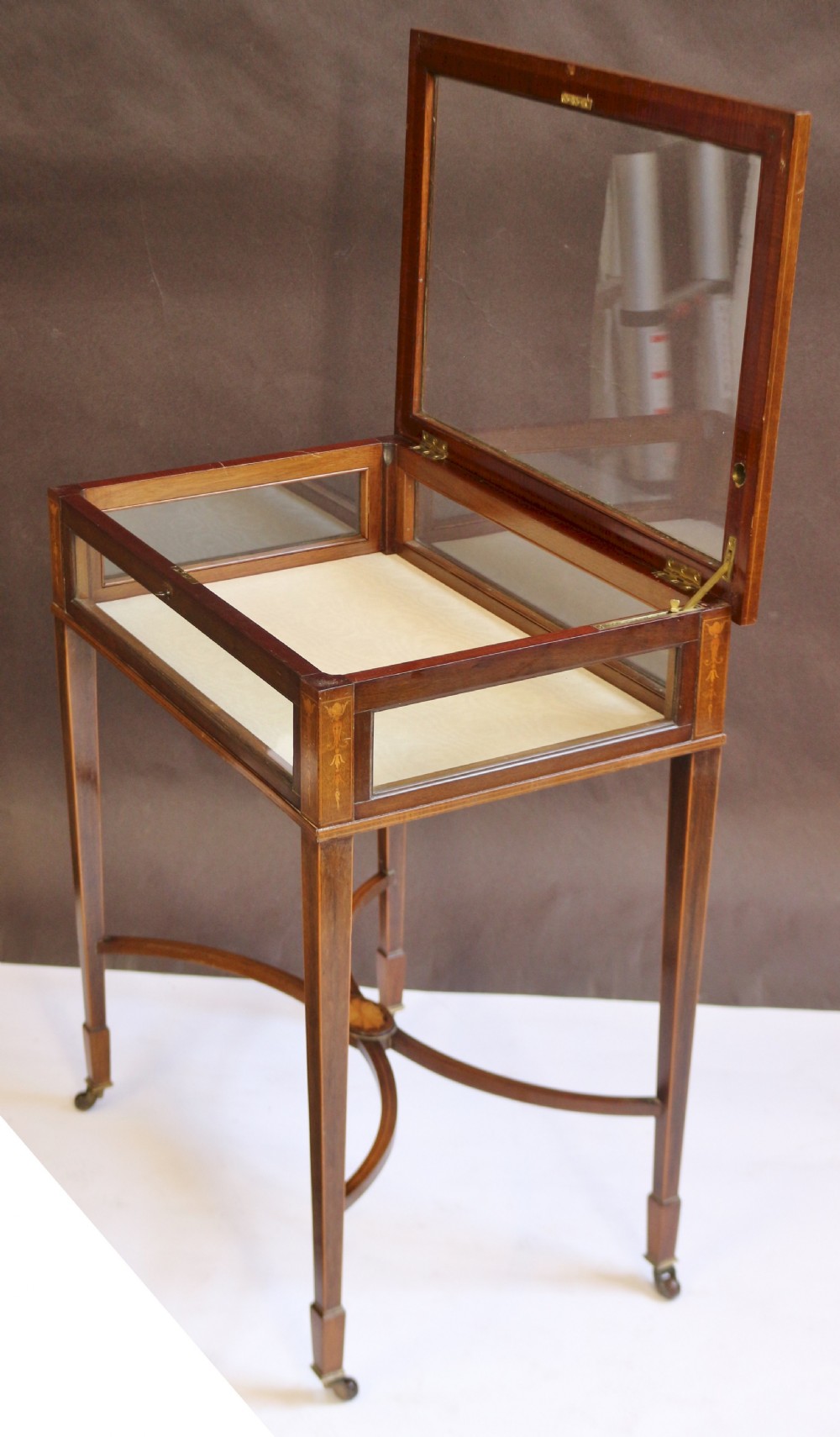 Edwardian Inlaid Mahogany Oblong Bijouterie Table. View V