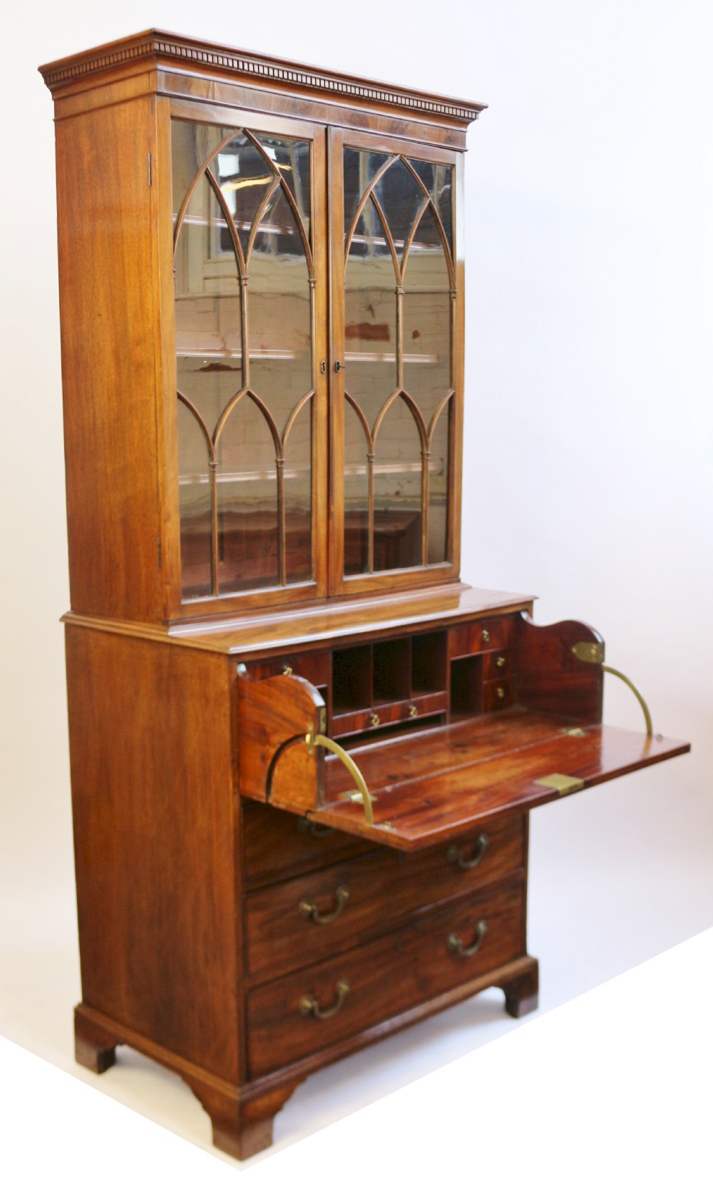 George 111 Mahogany Secretaire Chest Base Bookcase View V