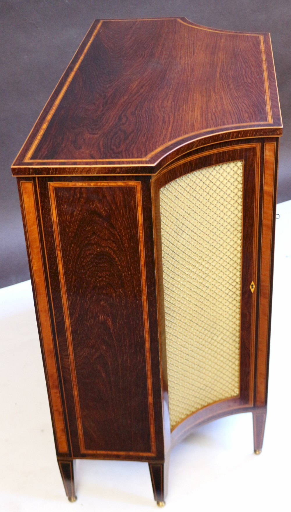 19C Partridgewood & Satinwood Inlaid Shaped 2 Door Side Cabinet View VII