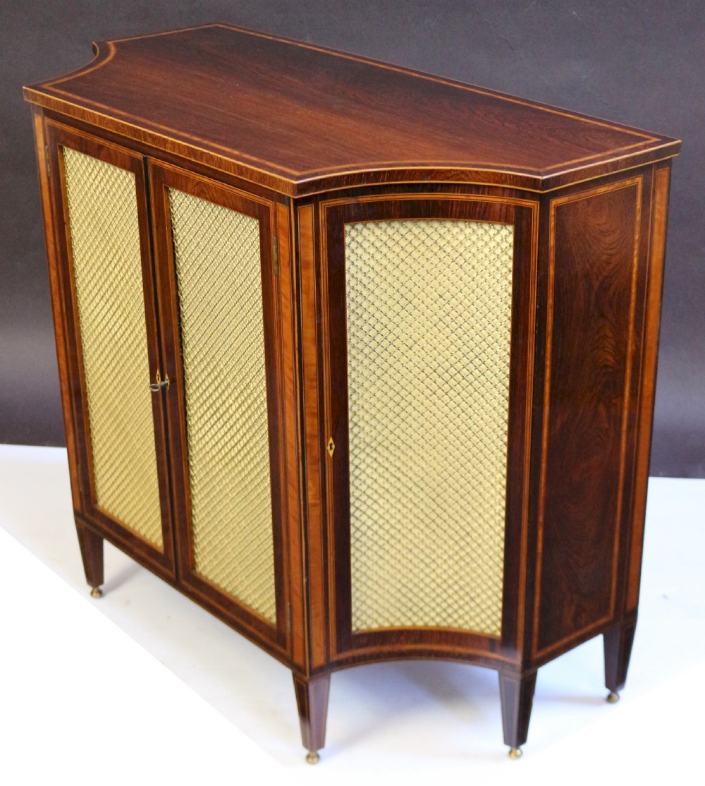 19C Partridgewood & Satinwood Inlaid Shaped 2 Door Side Cabinet View VIII