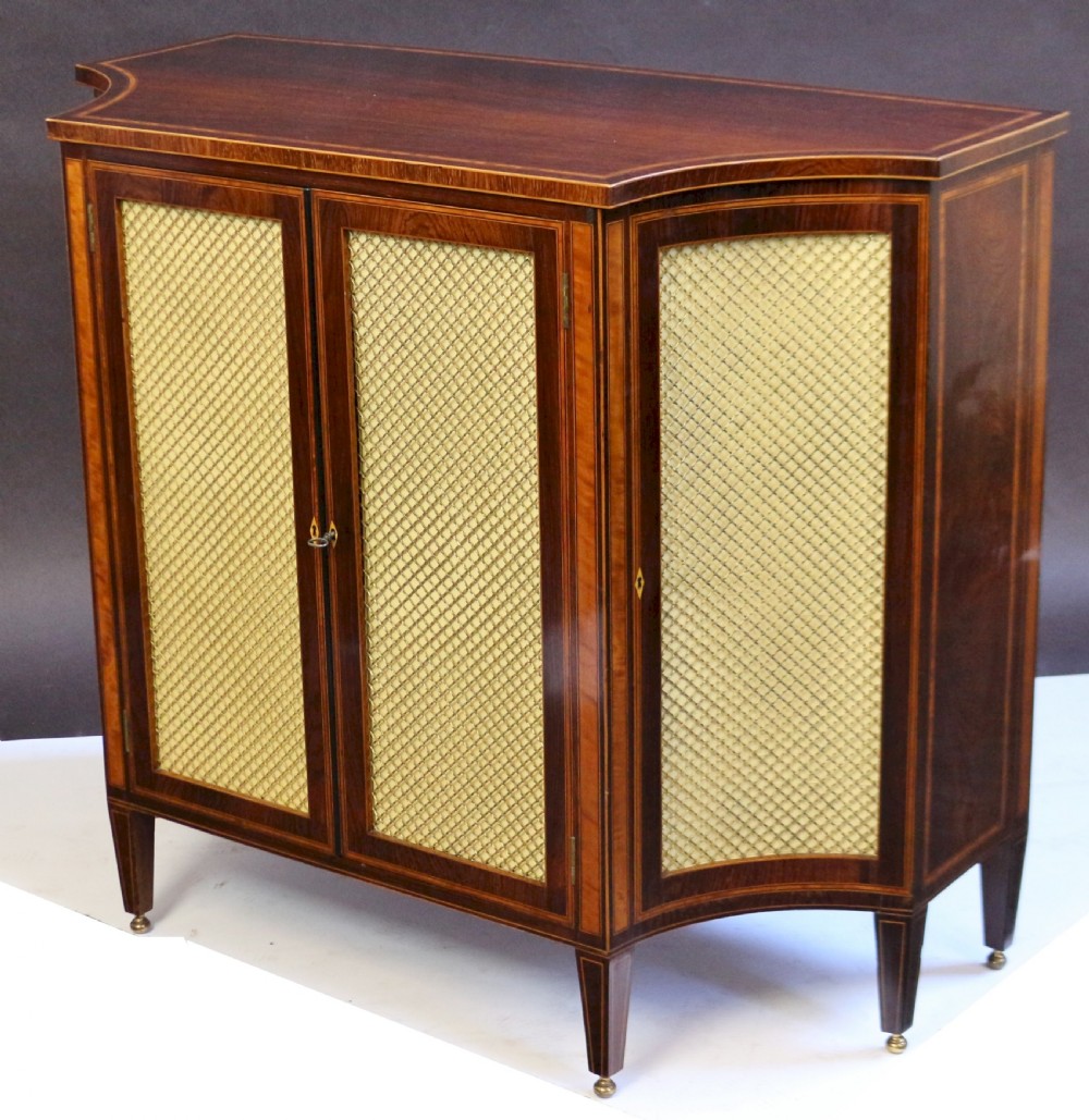 19C Partridgewood & Satinwood Inlaid Shaped 2 Door Side Cabinet View IX