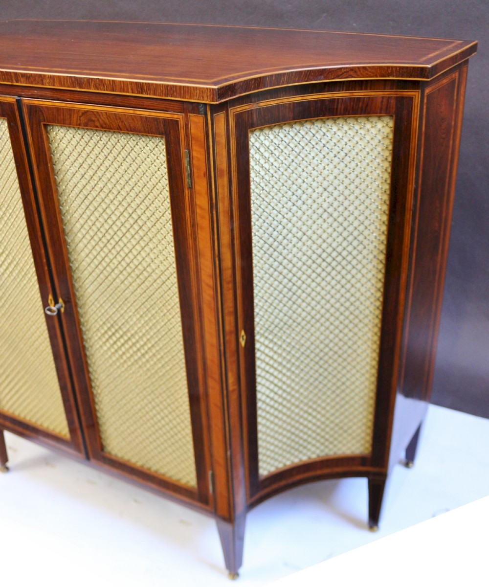 19C Partridgewood & Satinwood Inlaid Shaped 2 Door Side Cabinet View X
