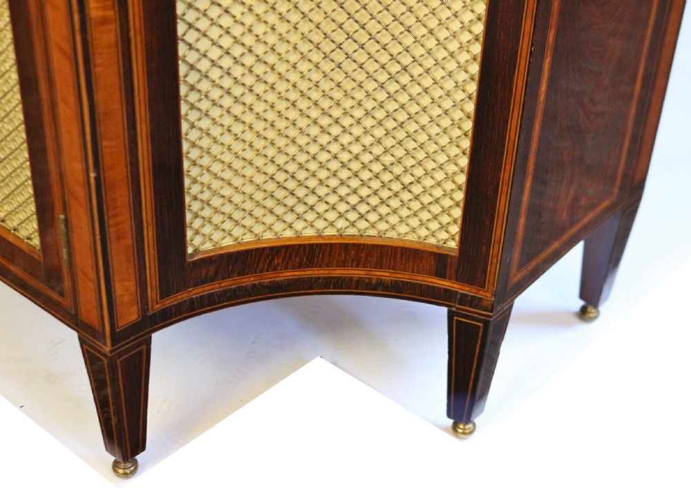 19C Partridgewood & Satinwood Inlaid Shaped 2 Door Side Cabinet View XI