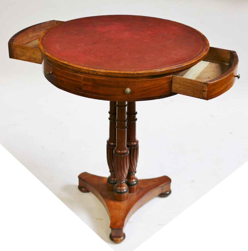 Regency Mahogany Small 2 Drawer Drum Table View II
