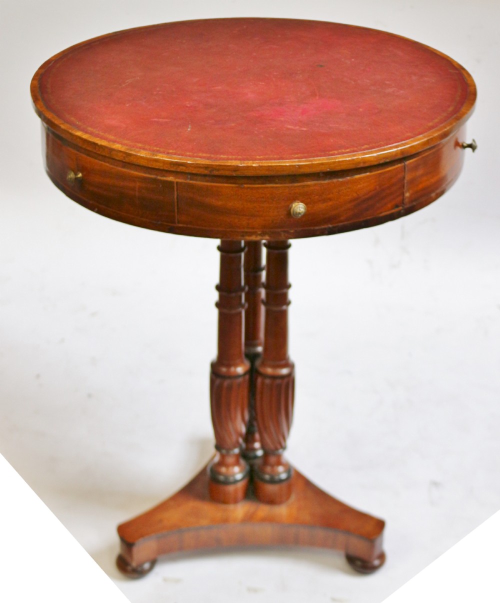 Regency Mahogany Small 2 Drawer Drum Table View III