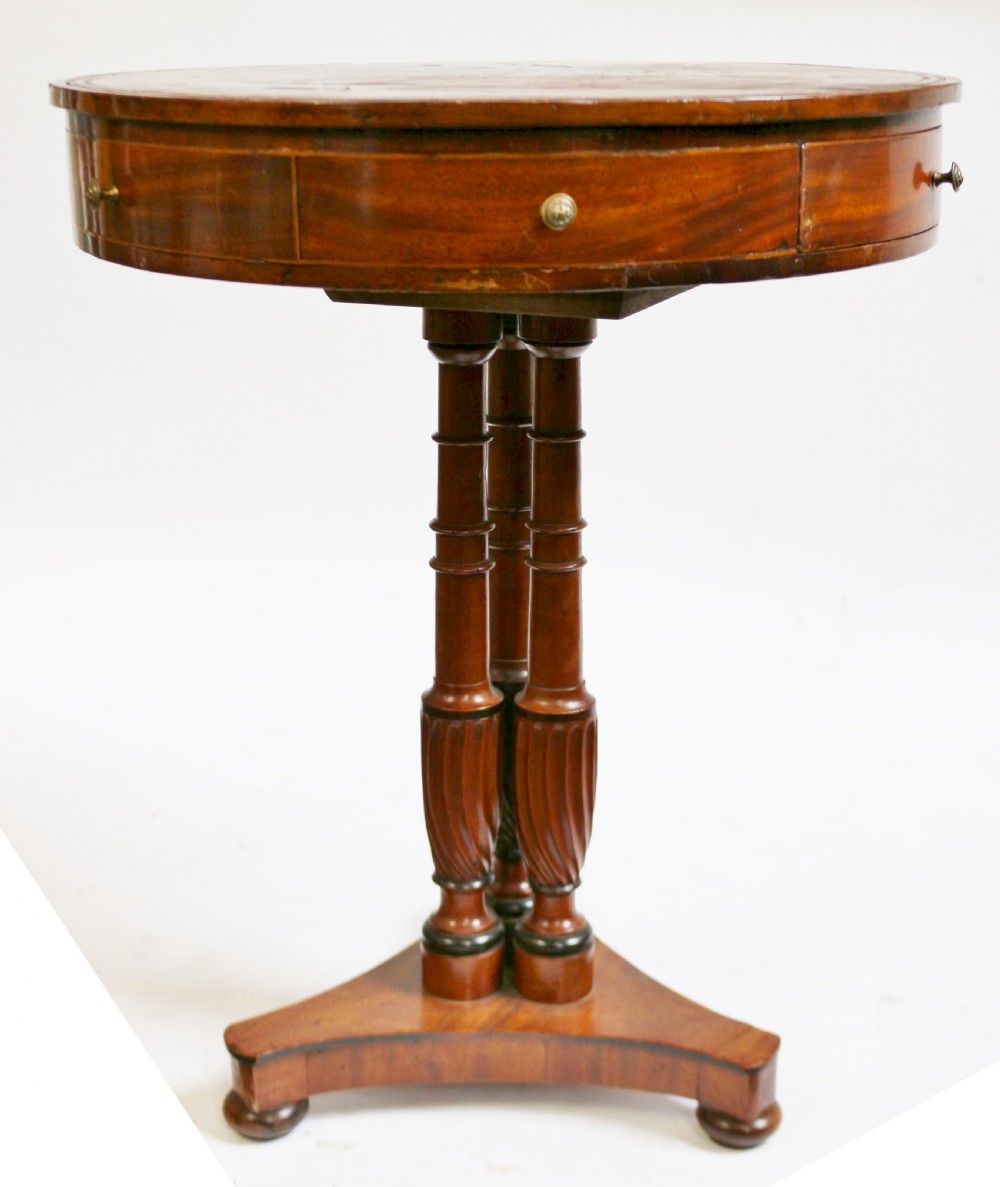 Regency Mahogany Small 2 Drawer Drum Table View V