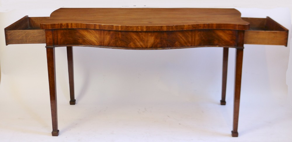 George 111 Mahogany Serpentine Serving Table with End Drawers View III