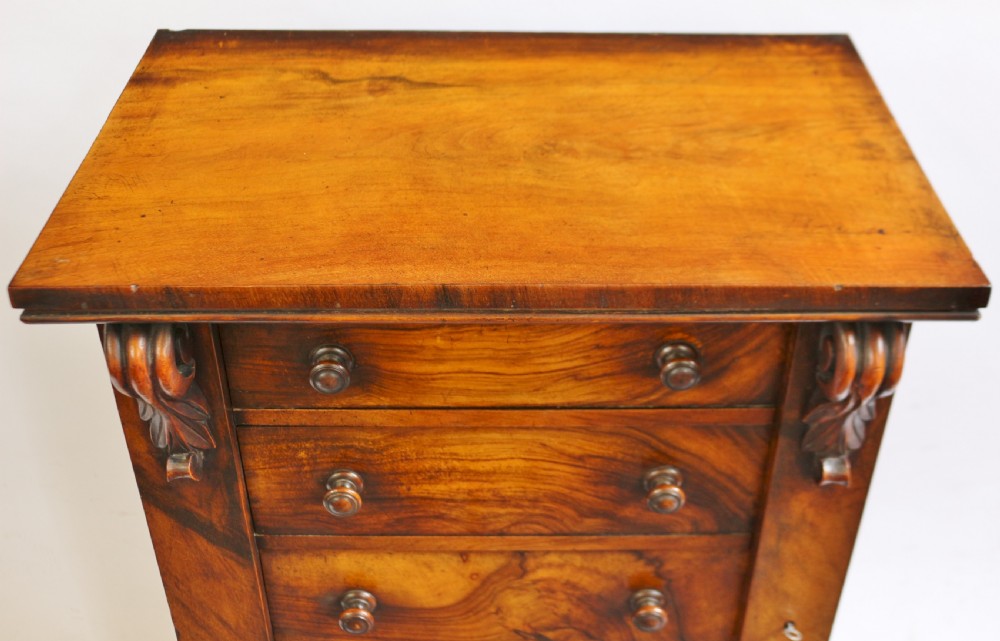 Victorian Figured Walnut 6 Drawer Wellington Chest View V