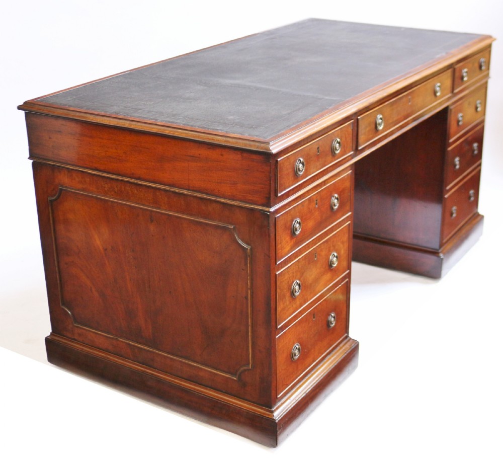 George 111 Mahogany 3 Part 9 Drawer Pedestal Kneehole Desk View II
